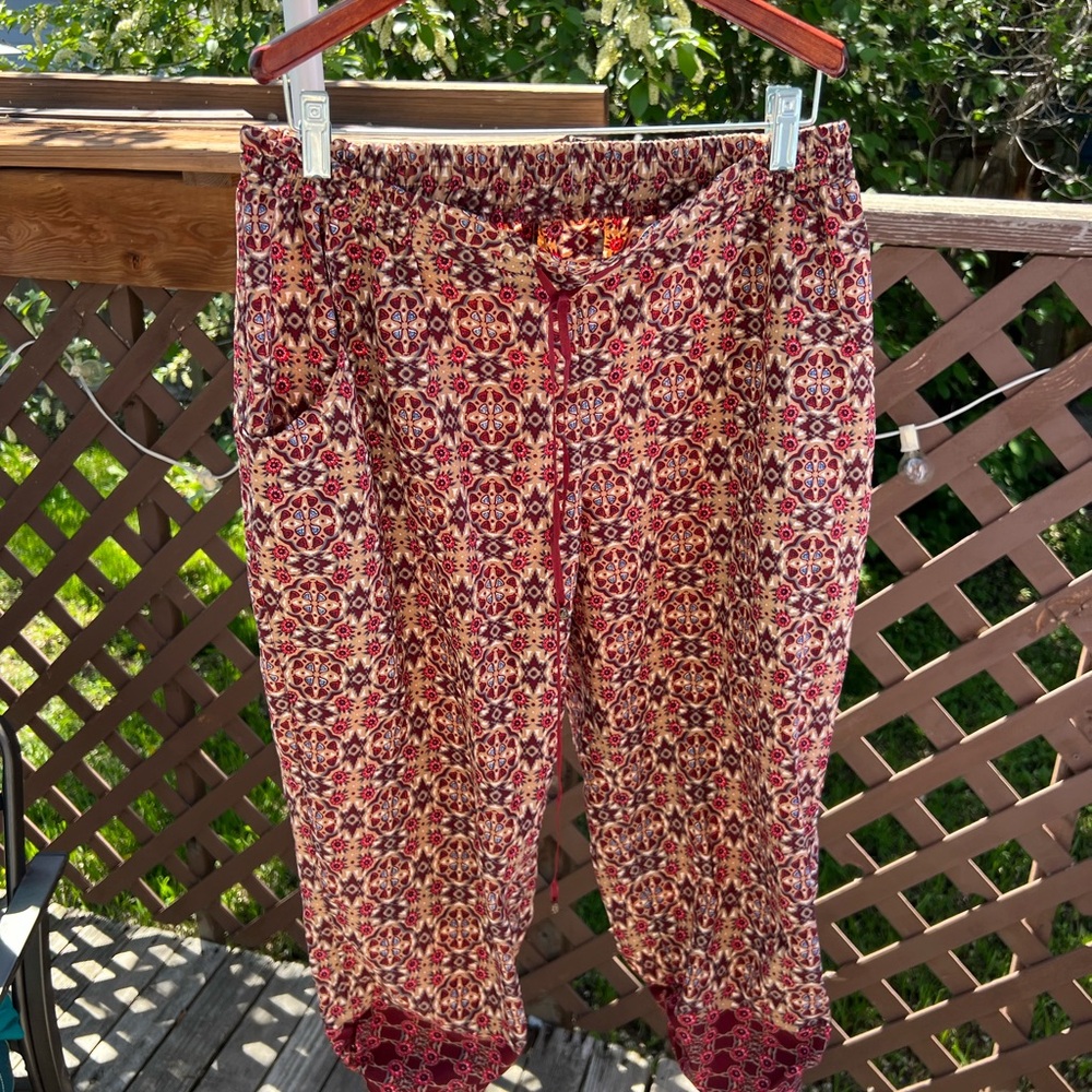 Red and Cream Patterned Pants